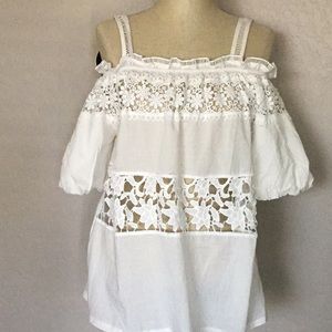 La Diosa Ivory Cotton lace Blouse, Size M